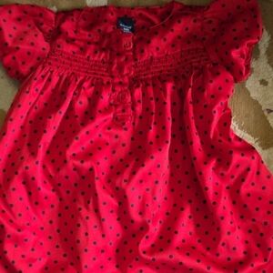 GAP Red and Black Blouse with Textured Fabric and Flutter Sleeves